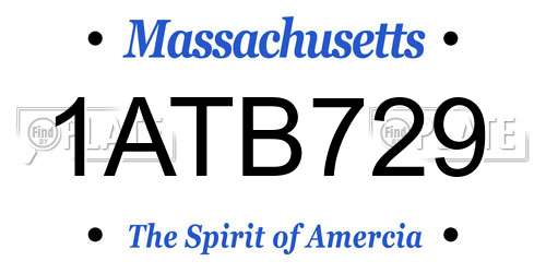 1ATB729 Massachusetts License Plate