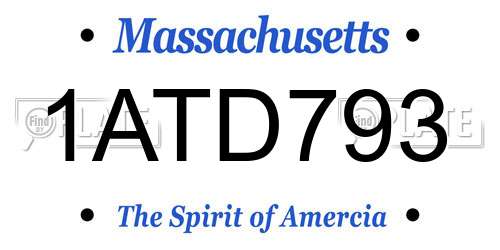 1ATD793 Massachusetts License Plate
