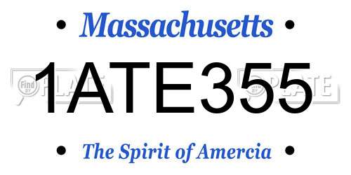 1ATE355 Massachusetts License Plate