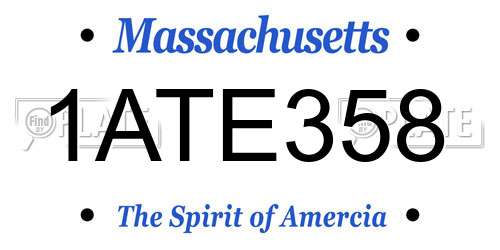 1ATE358 Massachusetts License Plate