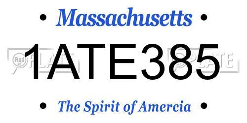 1ATE385 Massachusetts License Plate