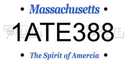 1ATE388 Massachusetts License Plate