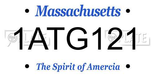 1ATG121 Massachusetts License Plate