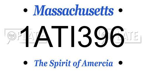 1ATI396 Massachusetts License Plate