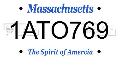 1ATO769 Massachusetts License Plate