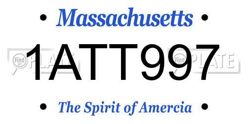 1ATT997 Massachusetts License Plate