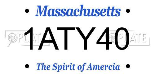 1ATY40 Massachusetts License Plate