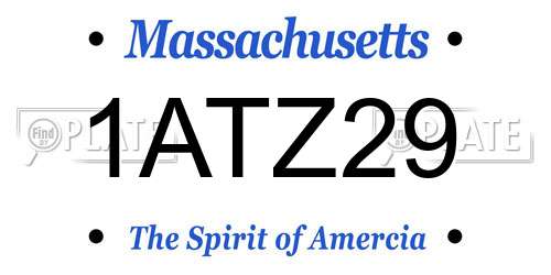 1ATZ29 Massachusetts License Plate