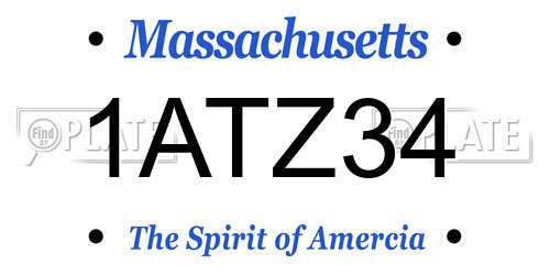 1ATZ34 Massachusetts License Plate