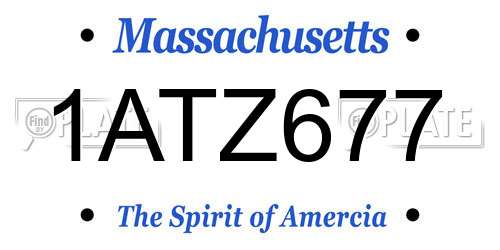 1ATZ677 Massachusetts License Plate