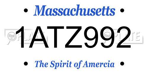 1ATZ992 Massachusetts License Plate