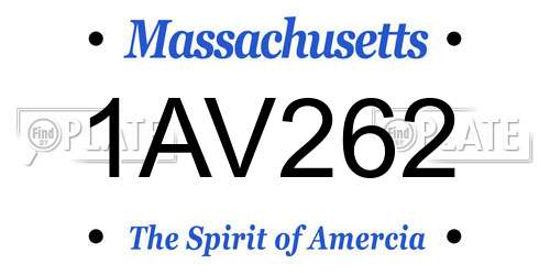 1AV262 Massachusetts License Plate