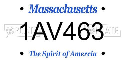 1AV463 Massachusetts License Plate