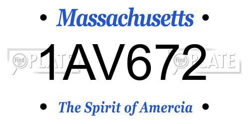 1AV672 Massachusetts License Plate