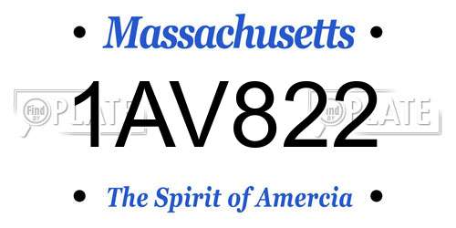 1AV822 Massachusetts License Plate