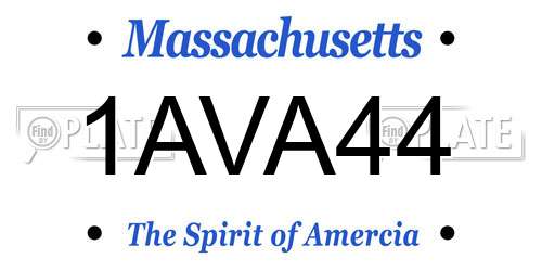 1AVA44 Massachusetts License Plate