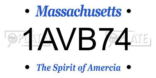 1AVB74 Massachusetts License Plate