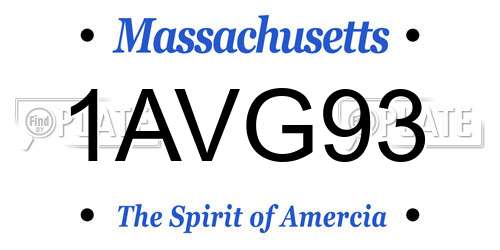 1AVG93 Massachusetts License Plate