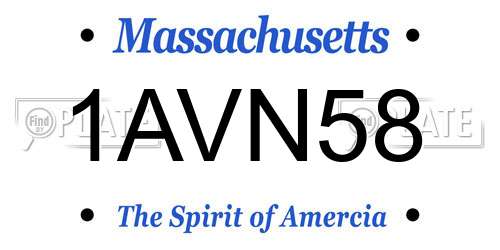 1AVN58 Massachusetts License Plate