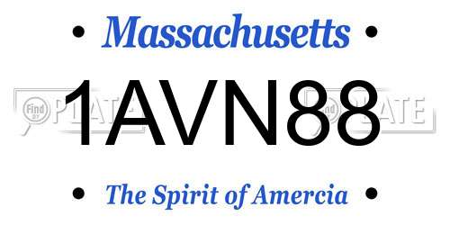 1AVN88 Massachusetts License Plate