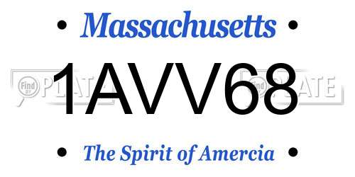 1AVV68 Massachusetts License Plate