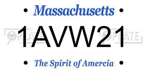 1AVW21 Massachusetts License Plate