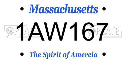 1AW167 Massachusetts License Plate