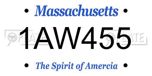 1AW455 Massachusetts License Plate