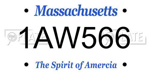 1AW566 Massachusetts License Plate