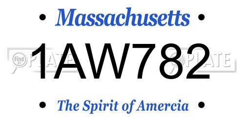 1AW782 Massachusetts License Plate