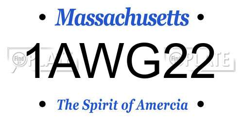 1AWG22 Massachusetts License Plate