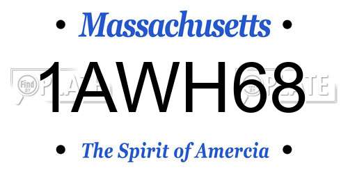 1AWH68 Massachusetts License Plate