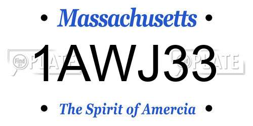 1AWJ33 Massachusetts License Plate