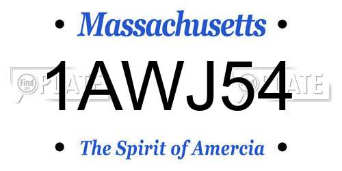 1AWJ54 Massachusetts License Plate