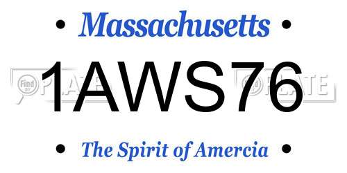 1AWS76 Massachusetts License Plate