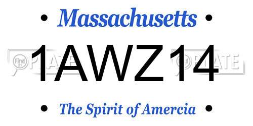 1AWZ14 Massachusetts License Plate