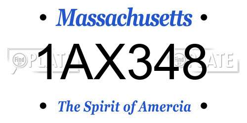 1AX348 Massachusetts License Plate
