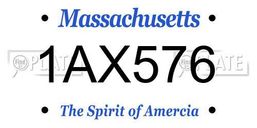 1AX576 Massachusetts License Plate