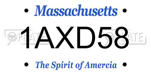 1AXD58 Massachusetts License Plate