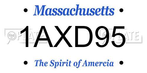 1AXD95 Massachusetts License Plate