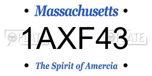1AXF43 Massachusetts License Plate