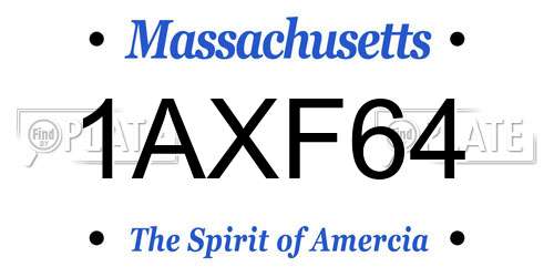 1AXF64 Massachusetts License Plate
