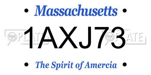 1AXJ73 Massachusetts License Plate