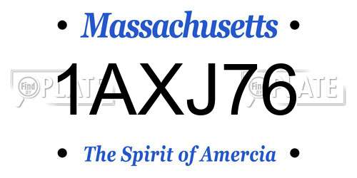 1AXJ76 Massachusetts License Plate