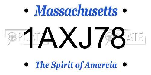 1AXJ78 Massachusetts License Plate