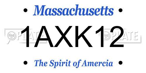 1AXK12 Massachusetts License Plate