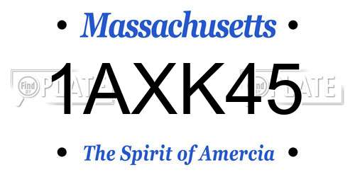 1AXK45 Massachusetts License Plate