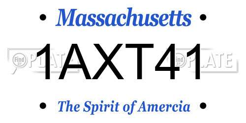 1AXT41 Massachusetts License Plate