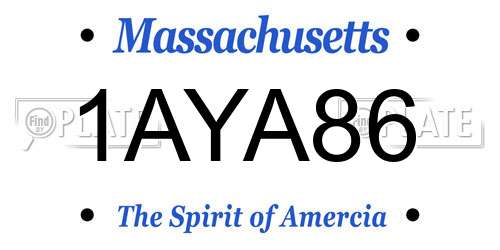 1AYA86 Massachusetts License Plate