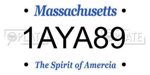 1AYA89 Massachusetts License Plate